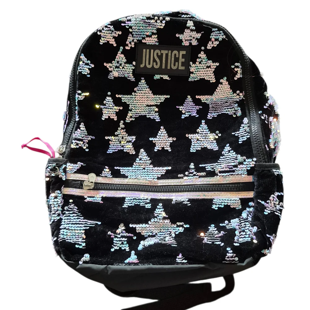 Justice Black Sequin‎ Star Backpack